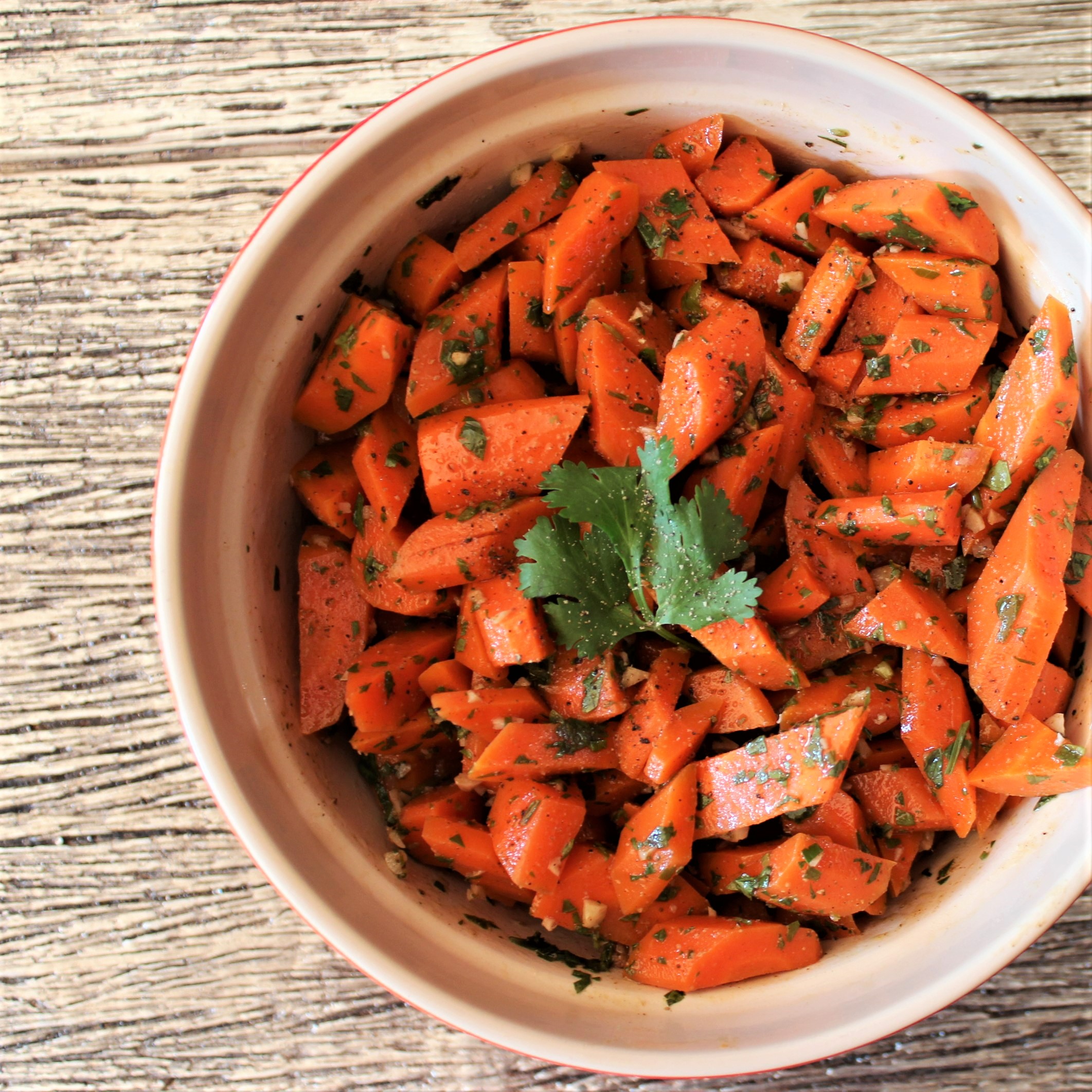 A bowl of Moroccan carrot salad